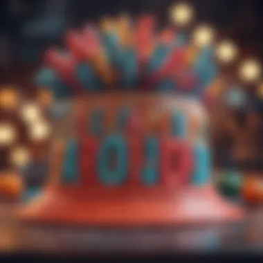 Festive Birthday Bucket Hat A colorful birthday bucket hat adorned with festive decorations