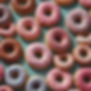 Close-up of the intricate design of donut patterns on fabric