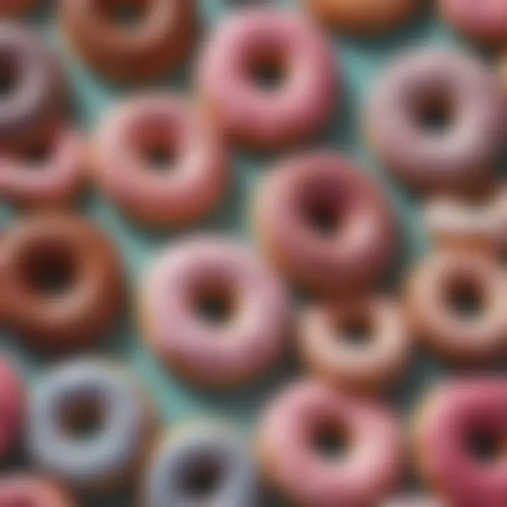 Close-up of the intricate design of donut patterns on fabric