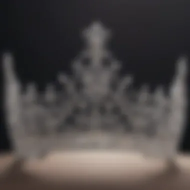 Close-up of a customized tiara with veil featuring unique designs