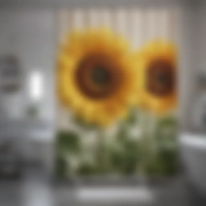 Sunflower-themed shower curtain enhancing bathroom ambiance