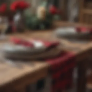 Rustic Elegance: Buffalo Plaid Table Runner Elegant buffalo plaid table runner set on a rustic dining table