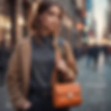 Urban Style with Crossbody Lanyard Fashionable individual wearing a crossbody lanyard in urban setting.