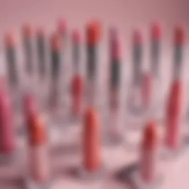 Diverse Designs of Large Lip Gloss Tubes An array of large lip gloss tubes showcasing various designs and colors