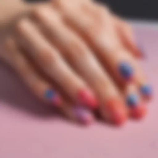 Close-up view of vibrant polka dot nail stickers arranged aesthetically.