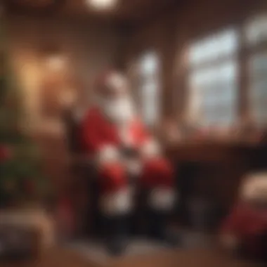 Innovative Santa Corner with Unique Accents Creative Santa-themed corner with unique ornaments and lights