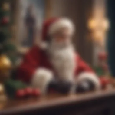 Vibrant Santa Decor on a Mantelpiece Colorful Santa decorations displayed on a mantelpiece