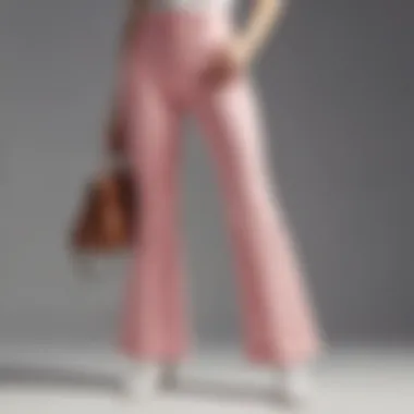 Accessorizing Flared Pants A fashionable individual accessorizing with summer flared pants.