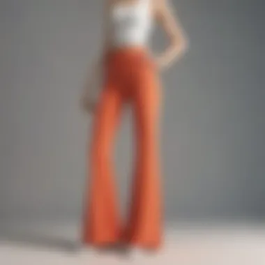 Stylish Flared Pants A stylish pair of summer flared pants showcased on a vibrant background.