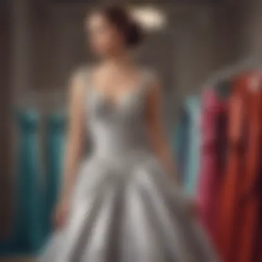 Cultural Elegance: Gowns with Tails Across the Globe A variety of gowns with tails presented in a gallery setting, showcasing cultural diversity.