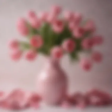 Elegant Arrangement of Pink Faux Tulips Elegant arrangement of pink faux tulips in a stylish vase