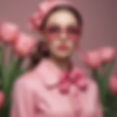 Fashionable Outfit with Pink Faux Tulip Accessories Fashionable outfit complemented by pink faux tulip accessories