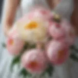 Elegant artificial peony bridal bouquet in soft pastel colors