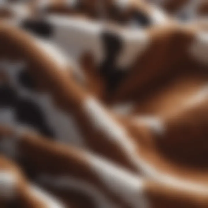 Close-up of cow print fabric texture