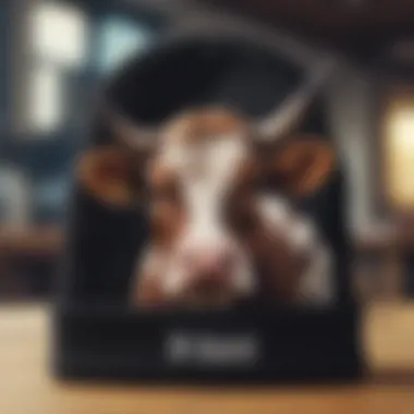 Stylish Cow Print Beanie Fashionable cow print beanie on display