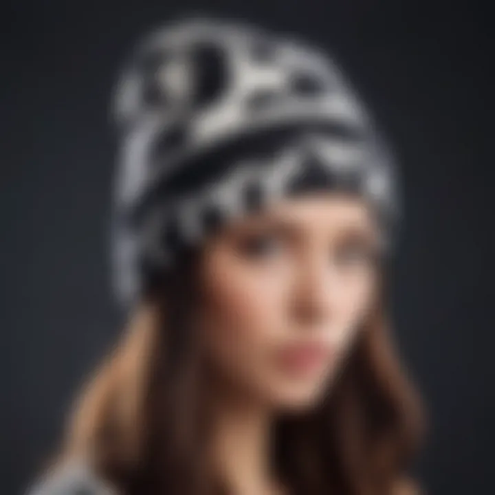 Collage of different styling options with cow print beanie