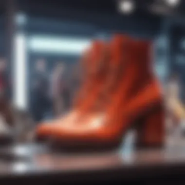 Spotlight on Emerging Footwear Labels A vibrant display of emerging footwear brands at a fashion expo.