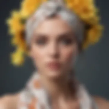 Floral Elegance: A Chic Sun Head Scarf Elegant sun head scarf styled with a floral print