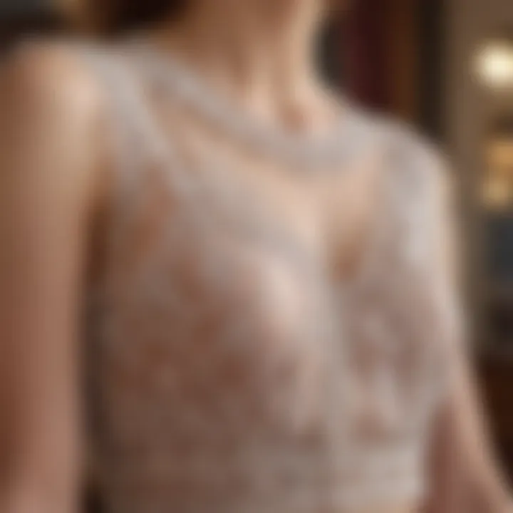 Close-up of the delicate fabric of a vintage cami top, highlighting its quality and craftsmanship.