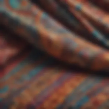 A close-up of traditional Brazilian fabric patterns used in carnival costumes