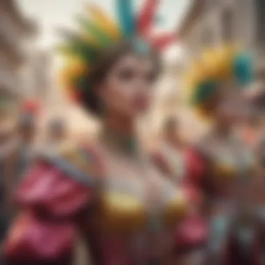 Dazzling Carnival Parade An energetic parade filled with decorative floats and dazzling costumes