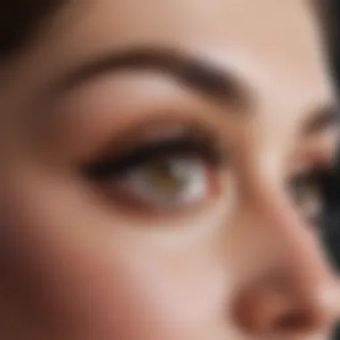 Close-up of thick false lashes being applied with precision