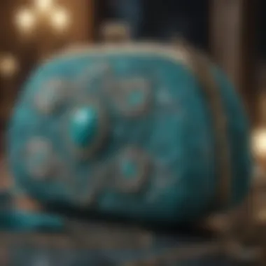 Luxurious Turquoise Evening Bag A luxurious turquoise evening bag adorned with intricate beadwork