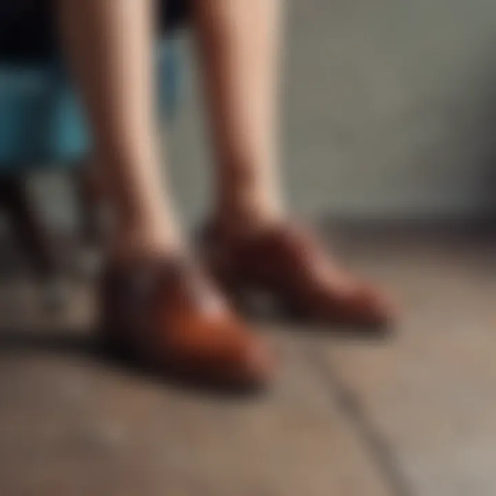 A stylish outfit featuring vintage saddle shoes paired with contemporary fashion elements.