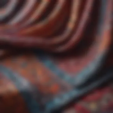 Vibrant Patterns of Flapper Shawls A close-up of a colorful flapper shawl, highlighting the luxurious fabric and vibrant patterns.
