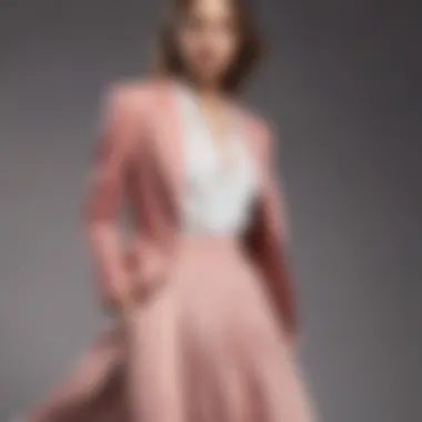 Chic Blazer and Flowy Skirt Ensemble Fashionable flowy skirt paired with a blazer for work