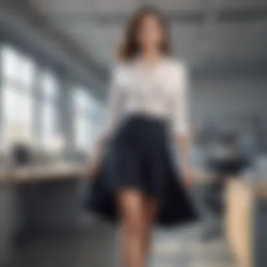 Sophisticated Office Look with Flowy Skirt Elegant flowy work skirt styled for a professional setting