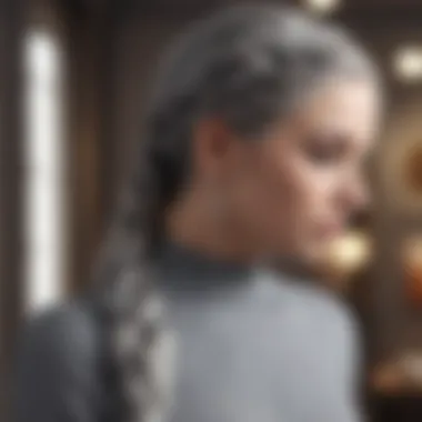Elegance in Gray Braids Elegant gray braid wig displayed on a mannequin