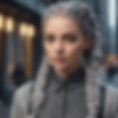 Fashion Forward with Gray Braids Fashionable individual sporting a gray braid wig in a stylish setting