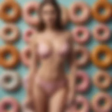 Chic Presentation of Donut-Design Bikini A model showcasing a stylish donut-patterned bikini