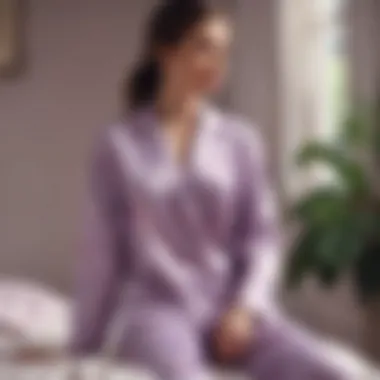 Artistic arrangement of silk pajamas with natural elements