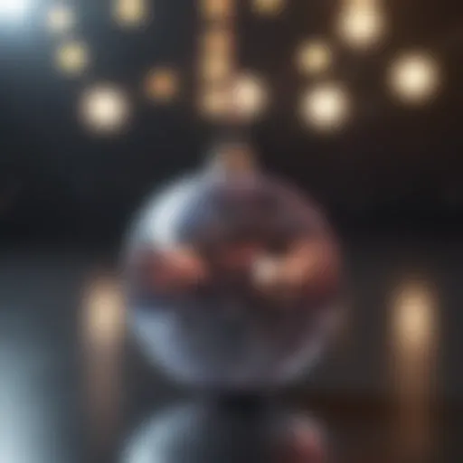 Close-up of a small disco ball ornament reflecting light