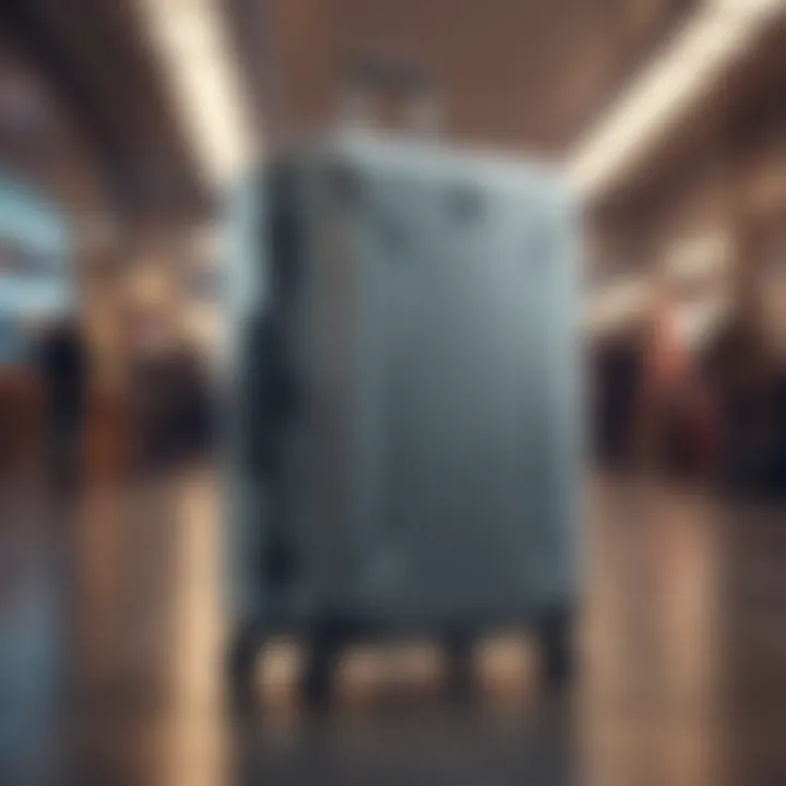 A futuristic smart suitcase displaying integrated technology features