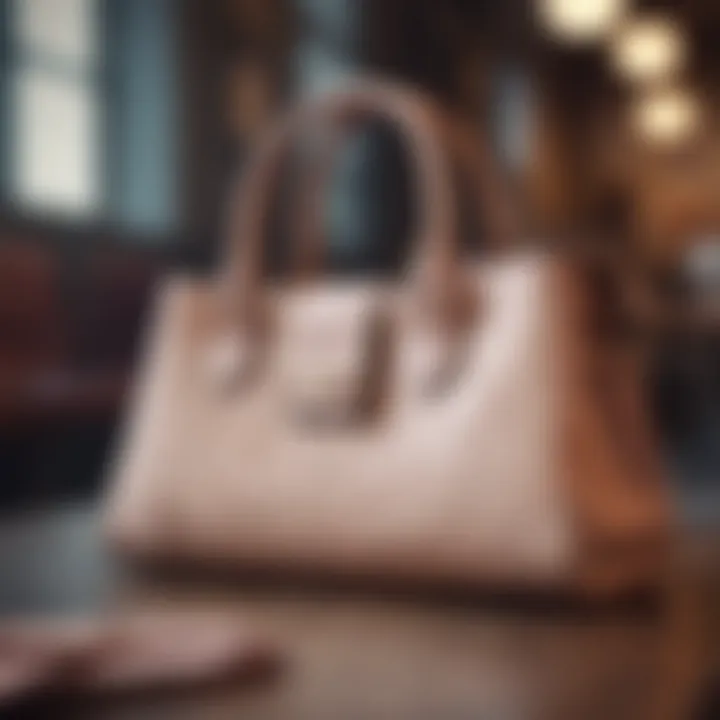 A sturdy purse in a fashionable setting complementing an outfit.