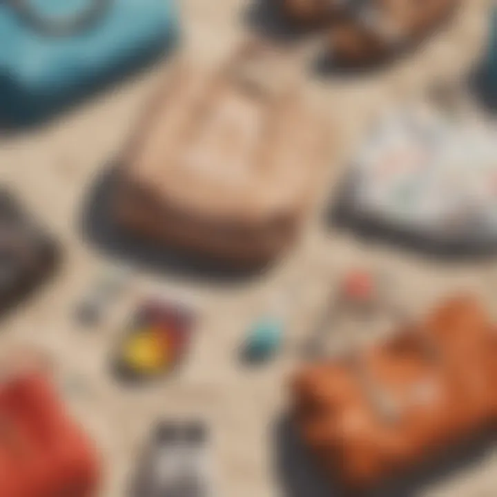 Various materials used for packable beach bags laid out for comparison.