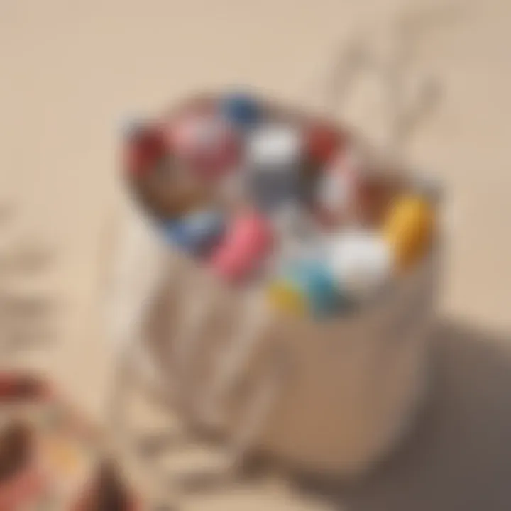 An organized beach bag packed with essentials for a day at the beach.