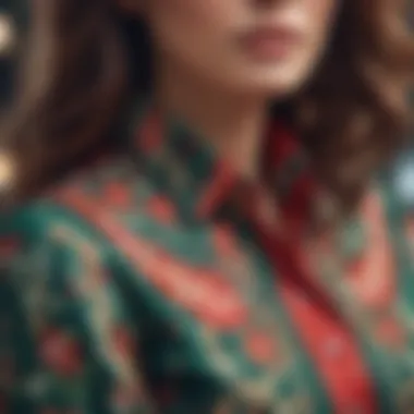 Detailing the Art of Christmas Shirt Patterns Close-up of intricate patterns on a Christmas shirt