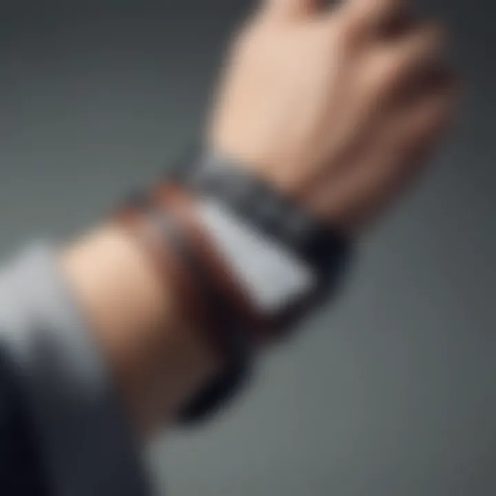 Close-up of various materials used in wrist credit card holders.