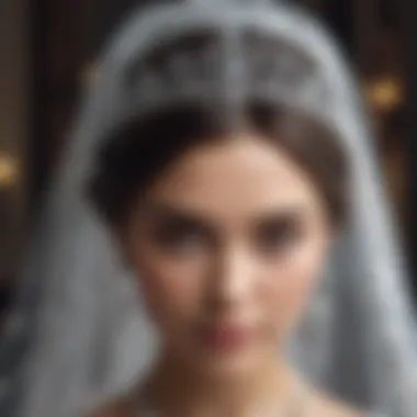 Elegance of the Tiara with Veil Elegant tiara with veil placed on a decorative surface