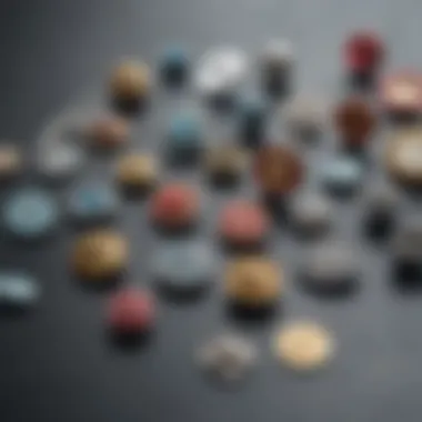 Diverse Collection: Styles and Materials of Lapel Pins A collection of lapel pins showcasing various materials and styles