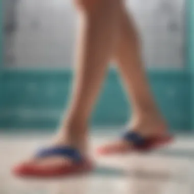 Aesthetic Appeal of Shower Flip Flops Elegant shower flip flops in diverse styles displayed aesthetically